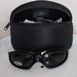 Black Wraparound Sports Sunglasses with Case